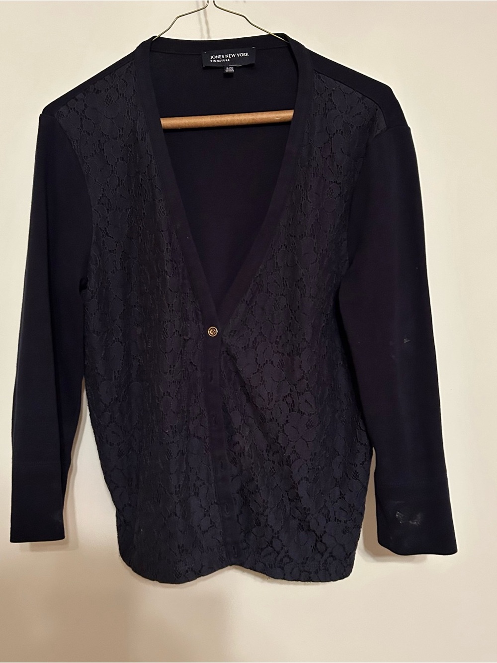 Jones New York Black Lace-Front Women's Cardigan